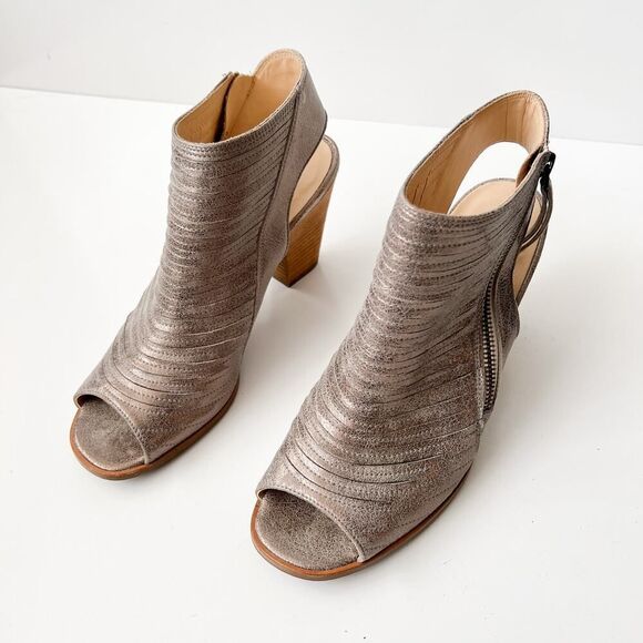 Paul Green Cayanne Peep Toe Bootie Metallic Smoke Grey Sandals‎ Pumps Size 7 - Picture 2 of 8